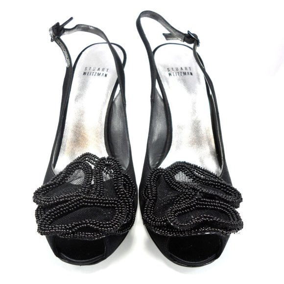 NIB STUART WEITZMAN BEADED MESH BOW SLINGBACK - Picture 3 of 11